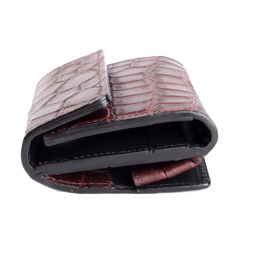 ミニ財布 小さい財布 ミニウォレット 三つ折り財布 / クロコダイル財布 ブラウン /イタリアンレザー ブラック FUSION |  | 04