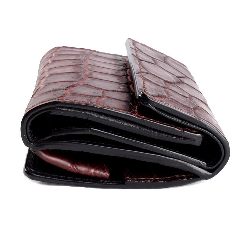 ミニ財布 小さい財布 ミニウォレット 三つ折り財布 / クロコダイル財布 ブラウン /イタリアンレザー ブラック FUSION |  | 05