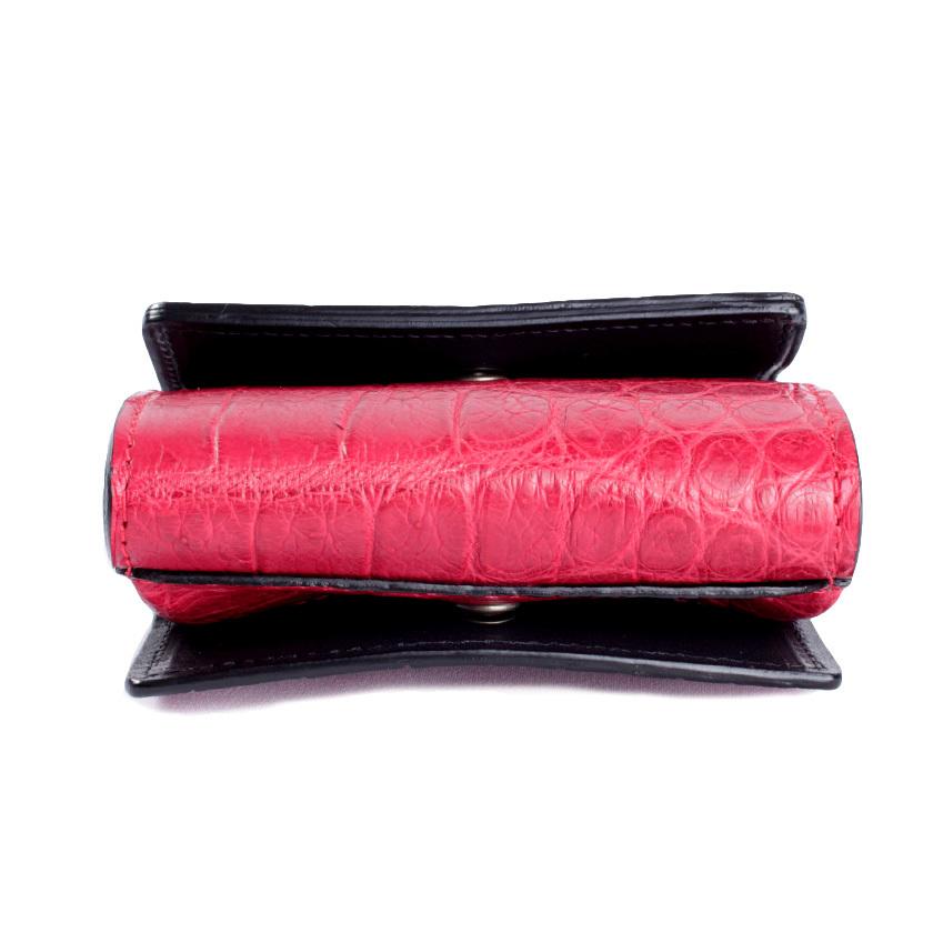 ミニ財布 小さい財布 ミニウォレット 三つ折り財布 / クロコダイル財布 マゼンタピンク /イタリアンレザー ブラック FUSION |  | 03