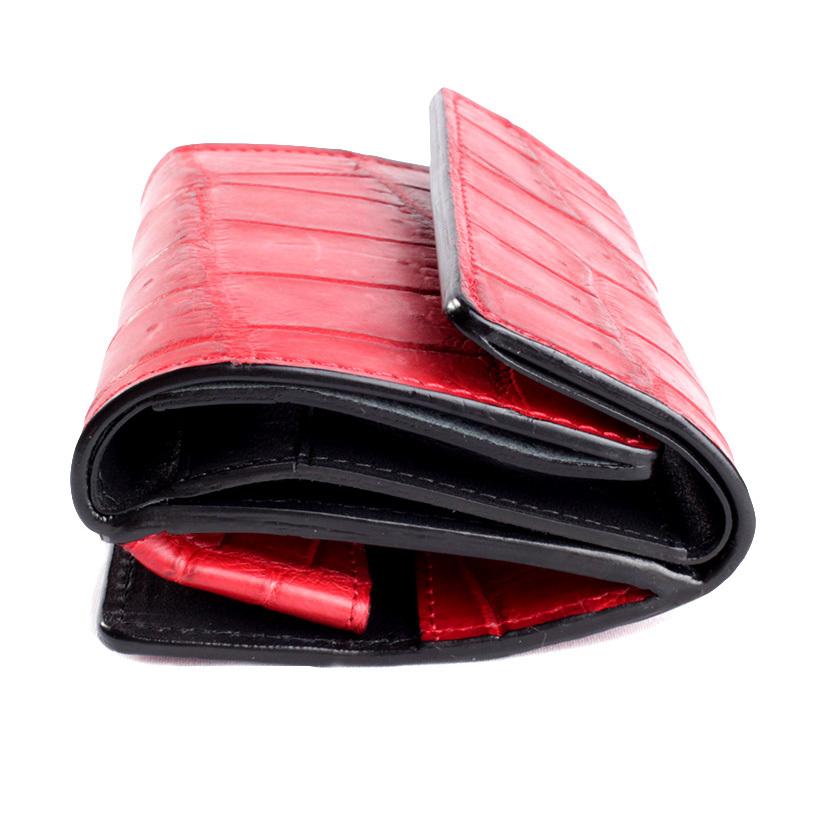 ミニ財布 小さい財布 ミニウォレット 三つ折り財布 / クロコダイル財布 バーミリオン /イタリアンレザー ブラック FUSION |  | 05