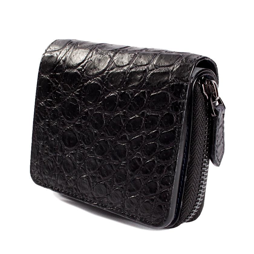 ラウンドファスナー二つ折り財布 / クロコダイル財布 ブラック
