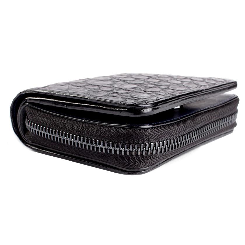 ラウンドファスナー二つ折り財布 / クロコダイル財布 ブラック