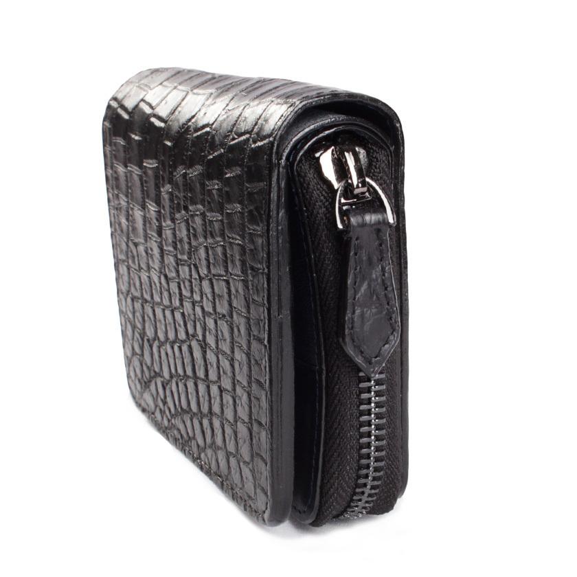 ラウンドファスナー二つ折り財布 / クロコダイル財布 ブラック