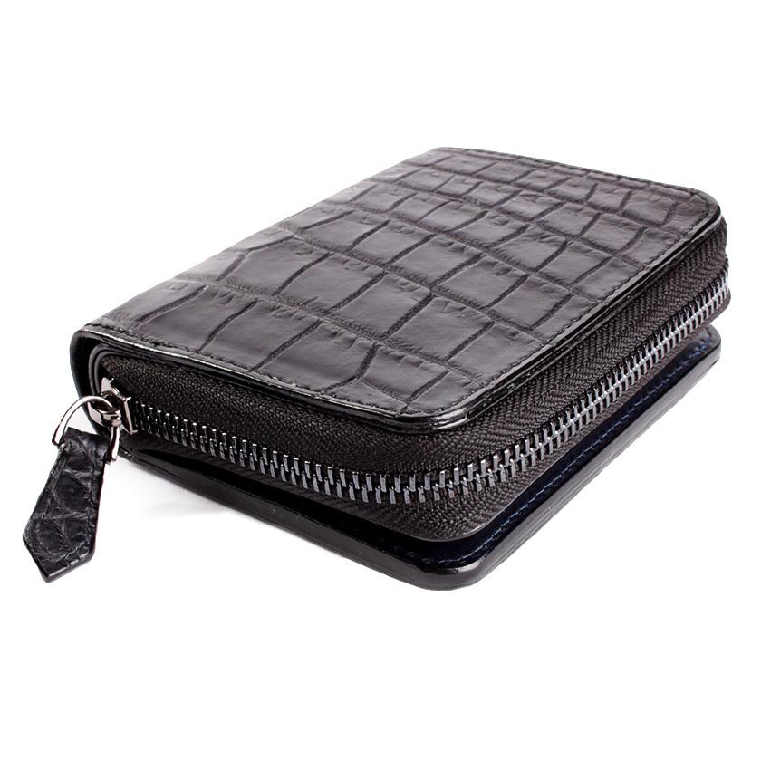 ラウンドファスナー二つ折り財布 / クロコダイル財布 ブラック