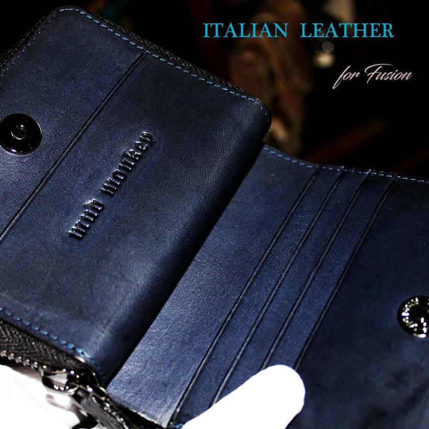 ラウンドファスナー二つ折り財布 / クロコダイル財布 ブラック /イタリアンレザー ネイビー FUSION |  | 09