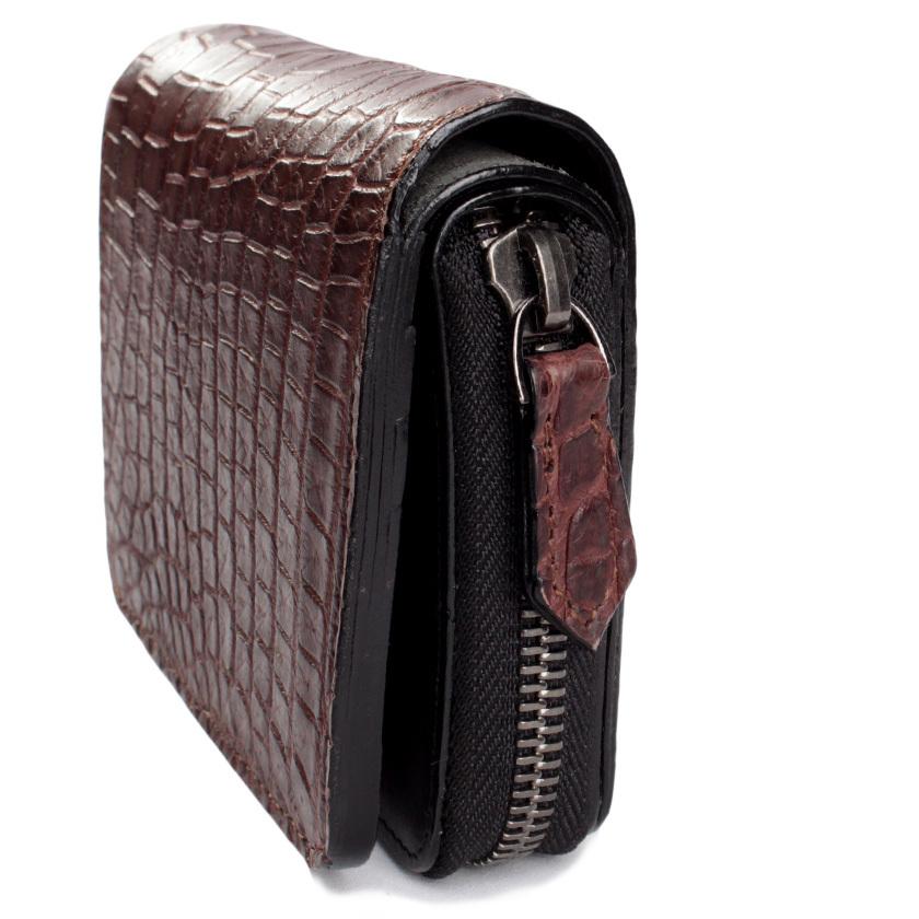 ラウンドファスナー二つ折り財布 / クロコダイル財布 ブラウン /イタリアンレザー ブラック FUSION |  | 03