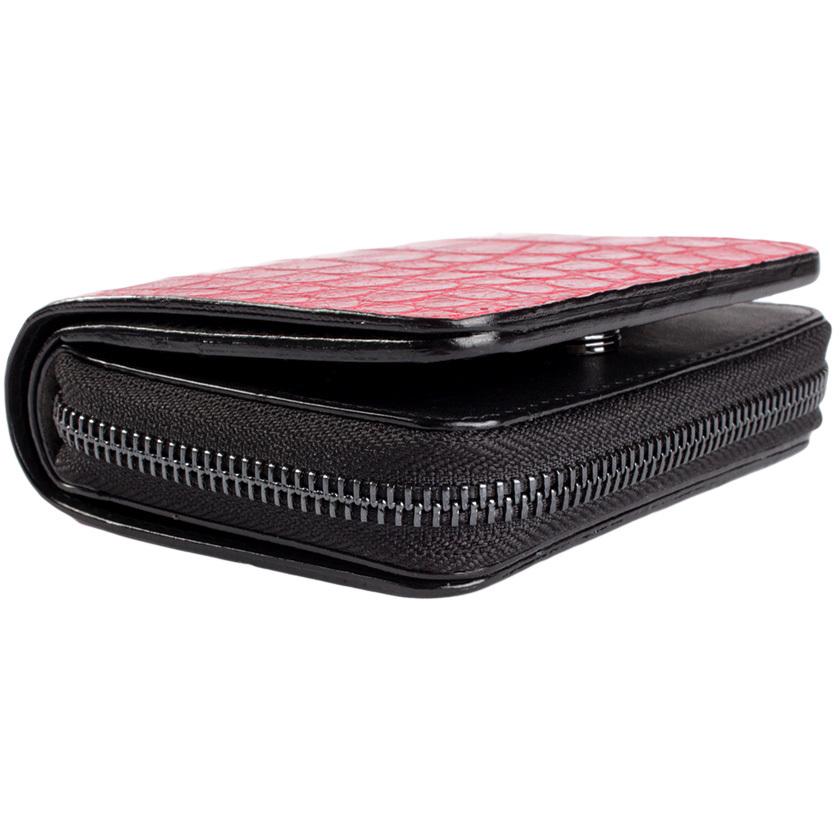 ラウンドファスナー二つ折り財布 / クロコダイル財布 マゼンタピンク /イタリアンレザー ブラック FUSION |  | 02