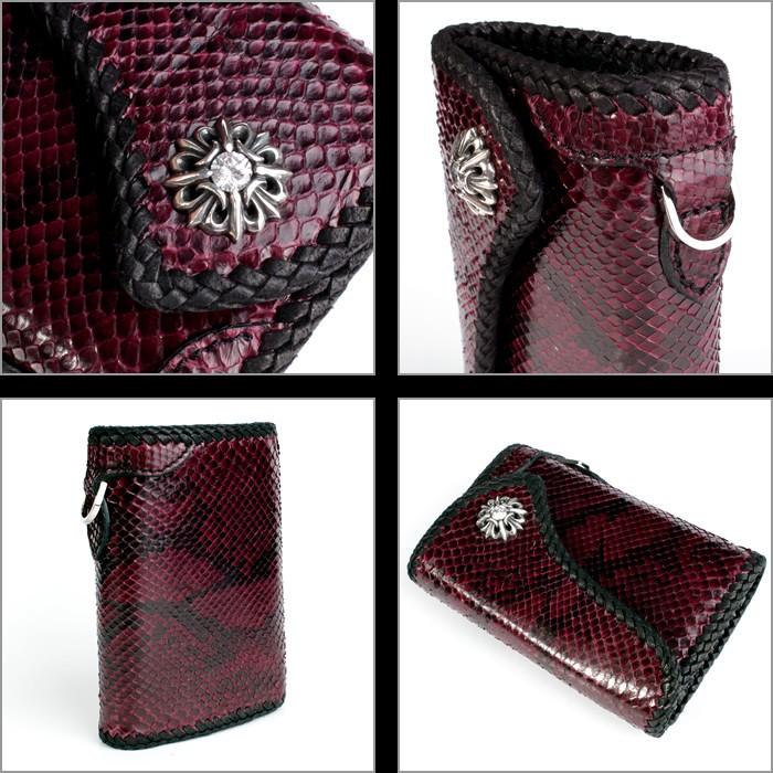バイカーズウォレット パイソン ハーフ 三つ折り財布 ボルドーパープル/INSIDE サドルBlack |  | 02