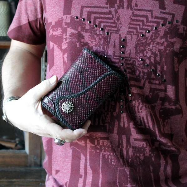バイカーズウォレット パイソン ハーフ 三つ折り財布 ボルドーパープル/INSIDE サドルBlack |  | 05