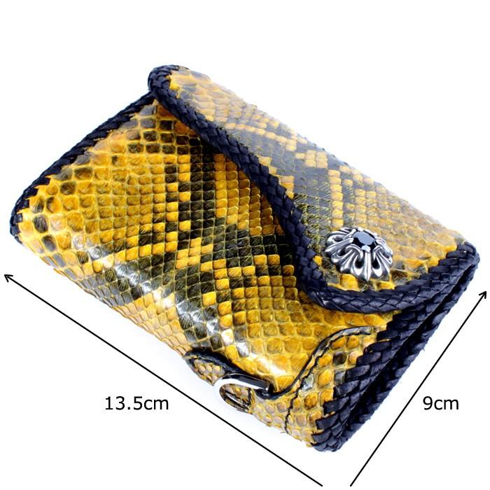 バイカーズウォレット パイソン ハーフ 三つ折り財布 メンズ イエローゴールド/INSIDE サドルBlack |  | 03