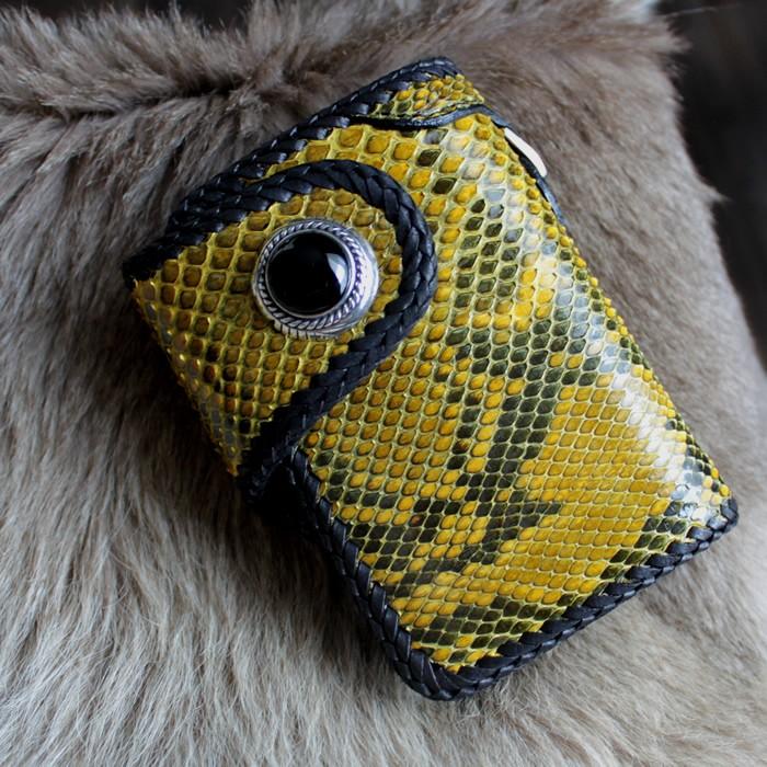 バイカーズウォレット パイソン ハーフウォレット イエローゴールド メンズ/コンチョオニキス/INSIDE サドルBlack |  | 03