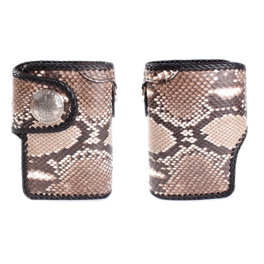 ミドルウォレット 二つ折り財布 パイソンナチュラル/コンチョビンテージコイン/INSIDEサドルBlack バイカーズウォレット |  | 01