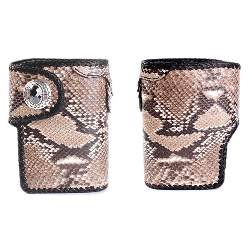 ミドルウォレット 二つ折り財布 パイソンナチュラル/コンチョオニキス・シルバー925/INSIDEサドルBlack バイカーズウォレット |  | 01