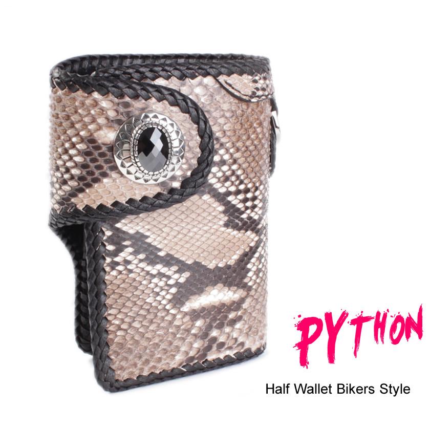 ミドルウォレット 二つ折り財布 パイソンナチュラル/コンチョオニキス・シルバー925/INSIDEサドルBlack バイカーズウォレット |  | 08