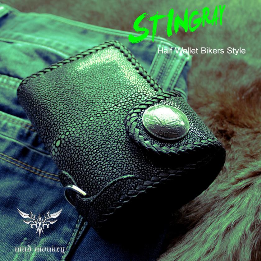 ミドルウォレット 二つ折り財布 エイ革/スティングレイポリッシュ