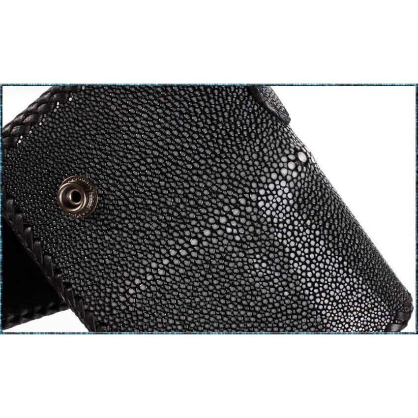 ミドルウォレット 二つ折り財布 エイ革/スティングレイポリッシュ/コンチョユリタイガーアイ/INSIDEサドルBlack |  | 02