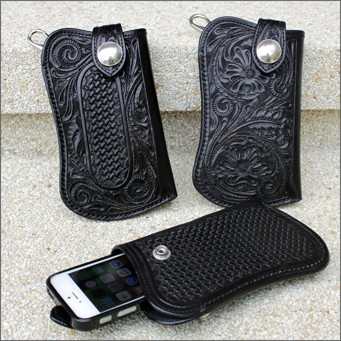 廃盤売り切り/iphoneXSケース カービングレザー黒・ポーチ/iphone8/iphone7/ギャラクシーs7 対応 |  | 01