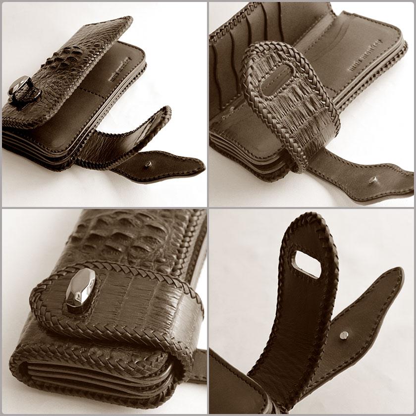 mucha カイマン鰐革 蛇腹 S取り尾背革 RF長財布 黒077788T mucha カイマン鰐革 蛇腹 S取り尾背革 RF長財布 黒077788T カイマン鰐