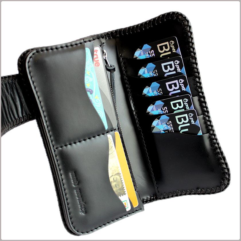 カイマンクラウン ワニ革 長財布 バイカーズウォレット/ブルー