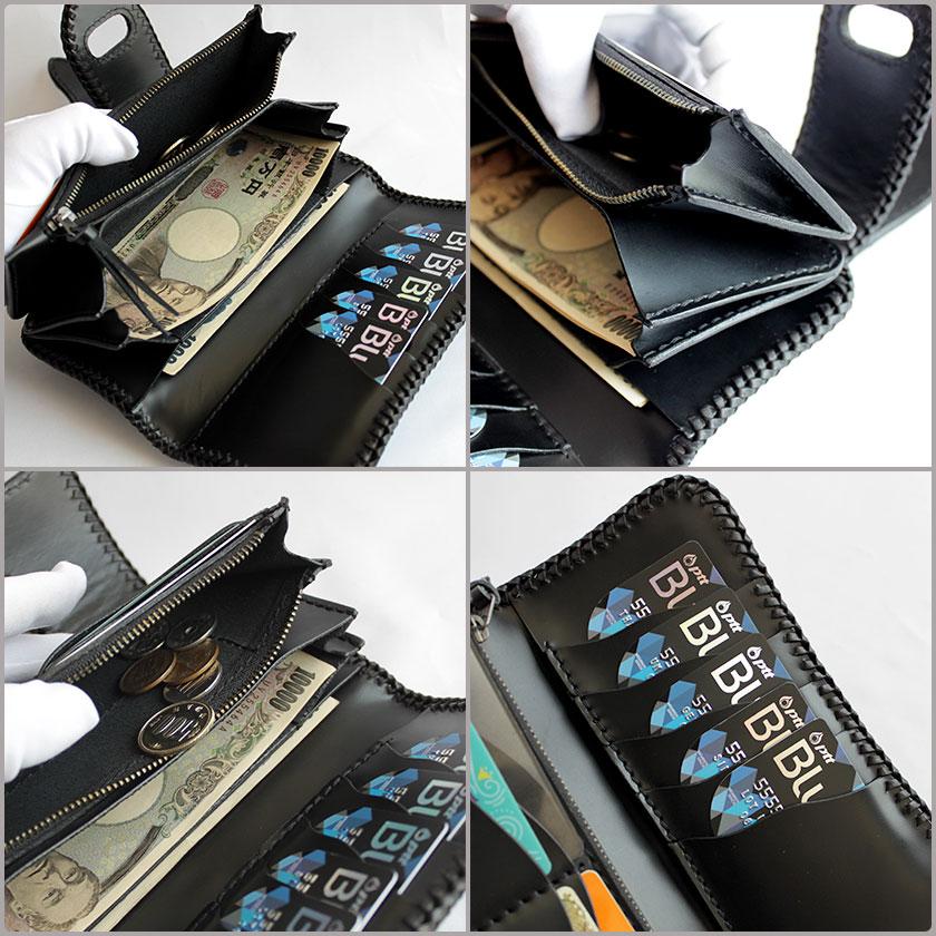 カイマンクラウン ワニ革 長財布 バイカーズウォレット/ブルー