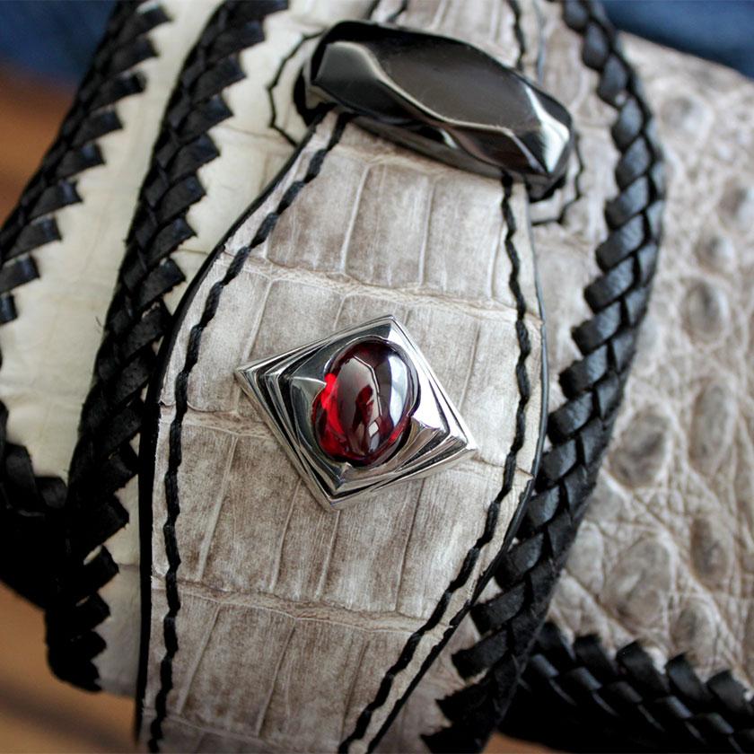 カイマンクラウン ワニ革 長財布 バイカーズウォレット/レッドアイシルバー925コンチョ RIDERS |  | 09