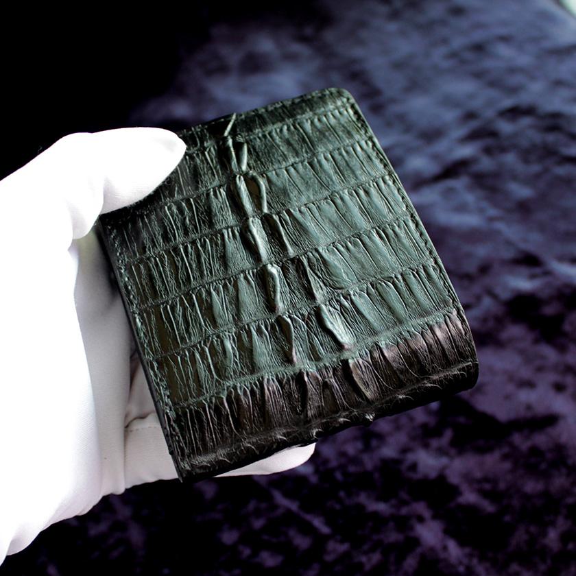 カイマンワニ革/二つ折り財布/ショートウォレット/ブラック背面 |  | 03