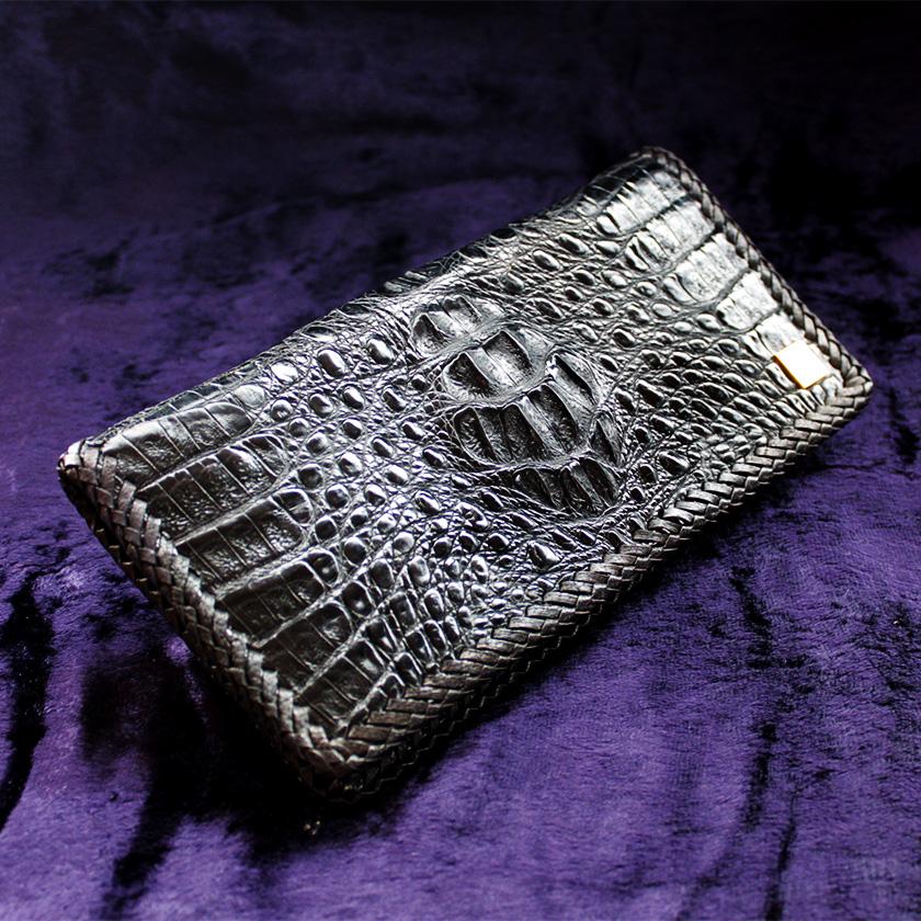 カイマンブラック・ワニ長財布/ブラックレース編み/Safari |  | 01