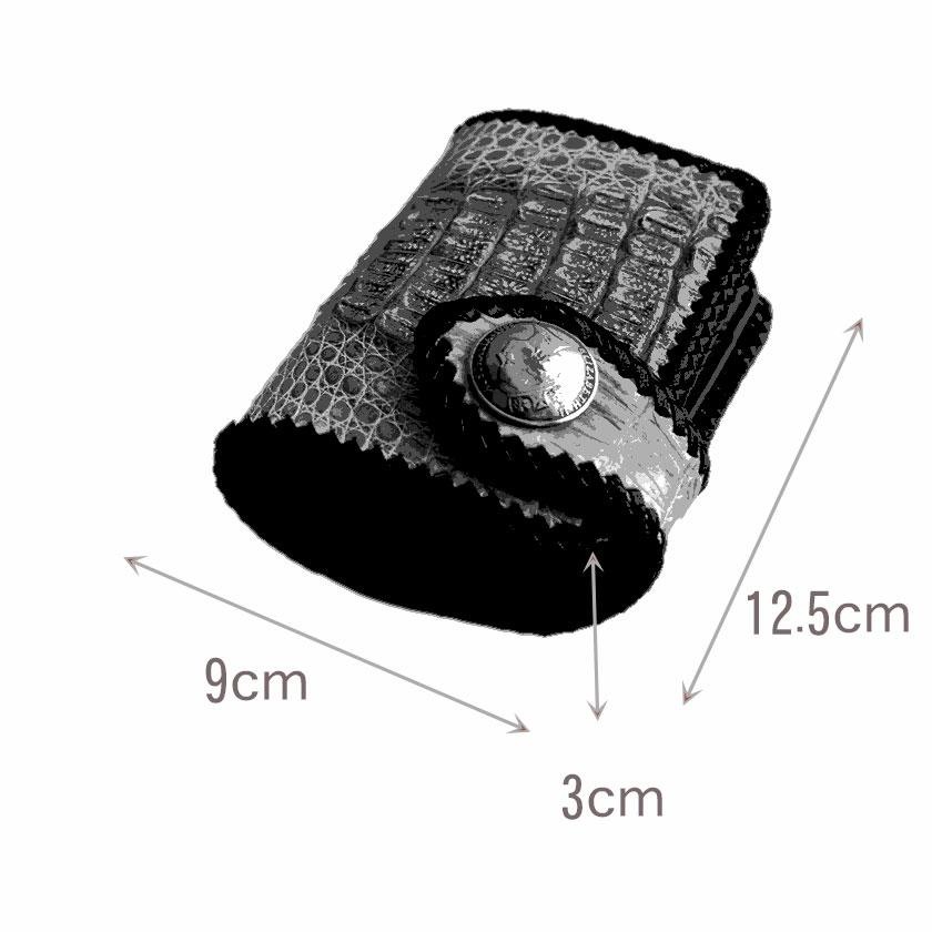 カイマン ワニ革 ショートウォレット 二つ折り財布/エリザベスコインコンチョ/インナー黒 |  | 12