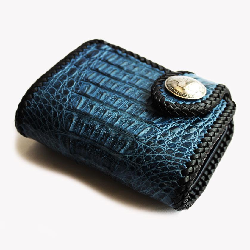 カイマン ワニ革 ショートウォレット 二つ折り財布/エリザベスコインコンチョ/インナー黒 |  | 08