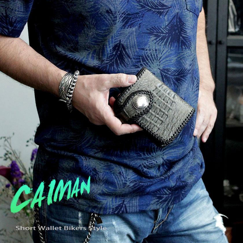カイマン ワニ革 ショートウォレット 二つ折り財布/エリザベスコイン