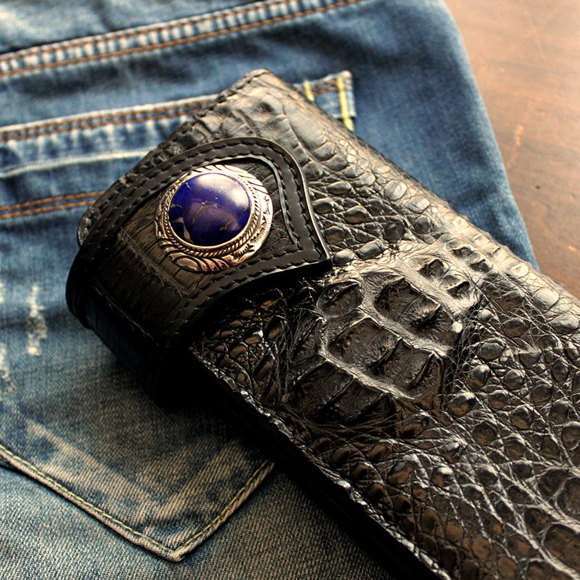 コンチョシルバー925/天然ラピスラズリ・ターコイズ・オニキス/ネイティブビッグコンチョ ボタン/ネジ式/レザークラフト/バイカーズウォレット |  | 04