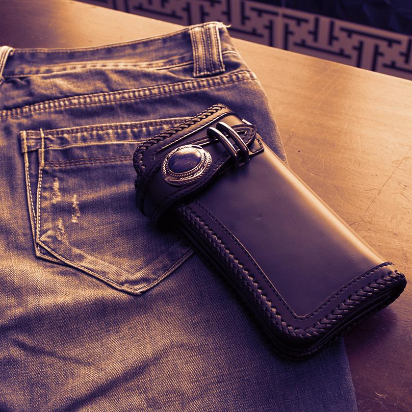 コンチョシルバー925/天然ターコイズ・オニキス・タイガーアイ/フレアエレガンス/コンチョ ボタン/ネジ式/レザークラフト/バイカーズウォレット |  | 04