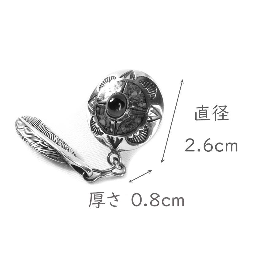 コンチョ ボタン/ネジ式/インディアンズニスタイル/天然ターコイズ・タイガーアイ・珊瑚/フェザーミドル/レザークラフト/コンチョシルバー925 |  | 03