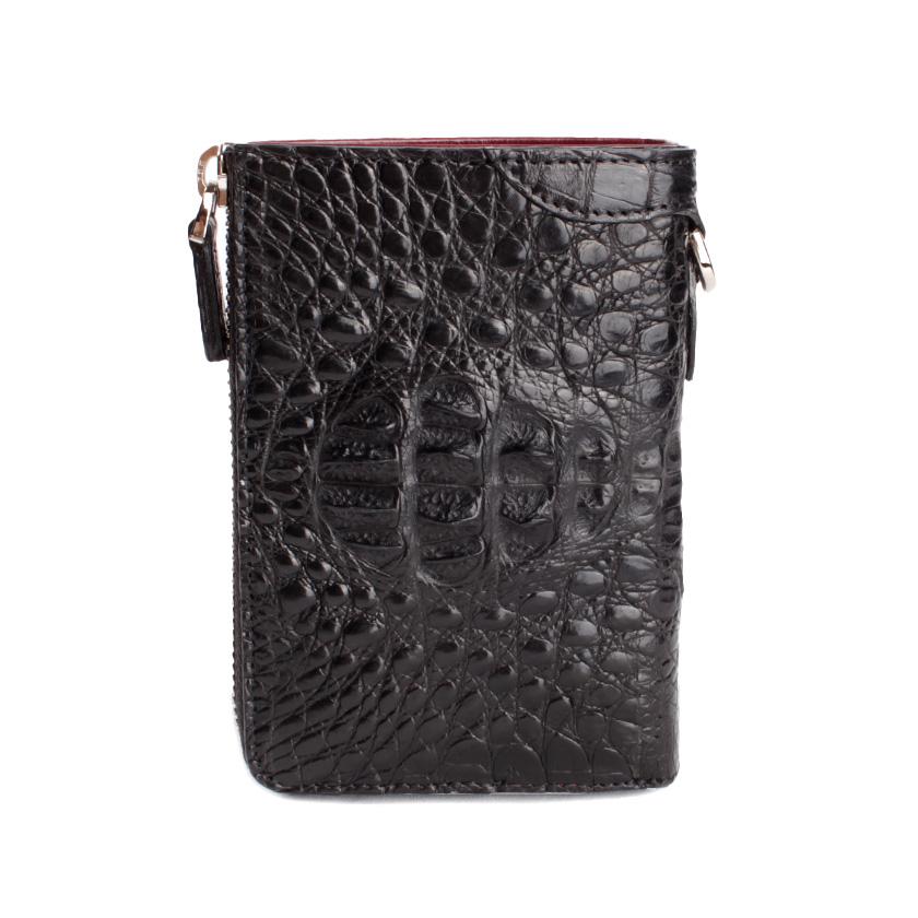 l字ファスナー財布 二つ折り財布 ワニ革 カイマンクラウンハーフ /ブラックINSIDE Red |  | 01