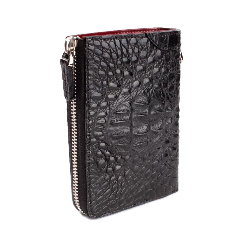 l字ファスナー財布 二つ折り財布 ワニ革 カイマンクラウンハーフ /ブラックINSIDE Red |  | 02