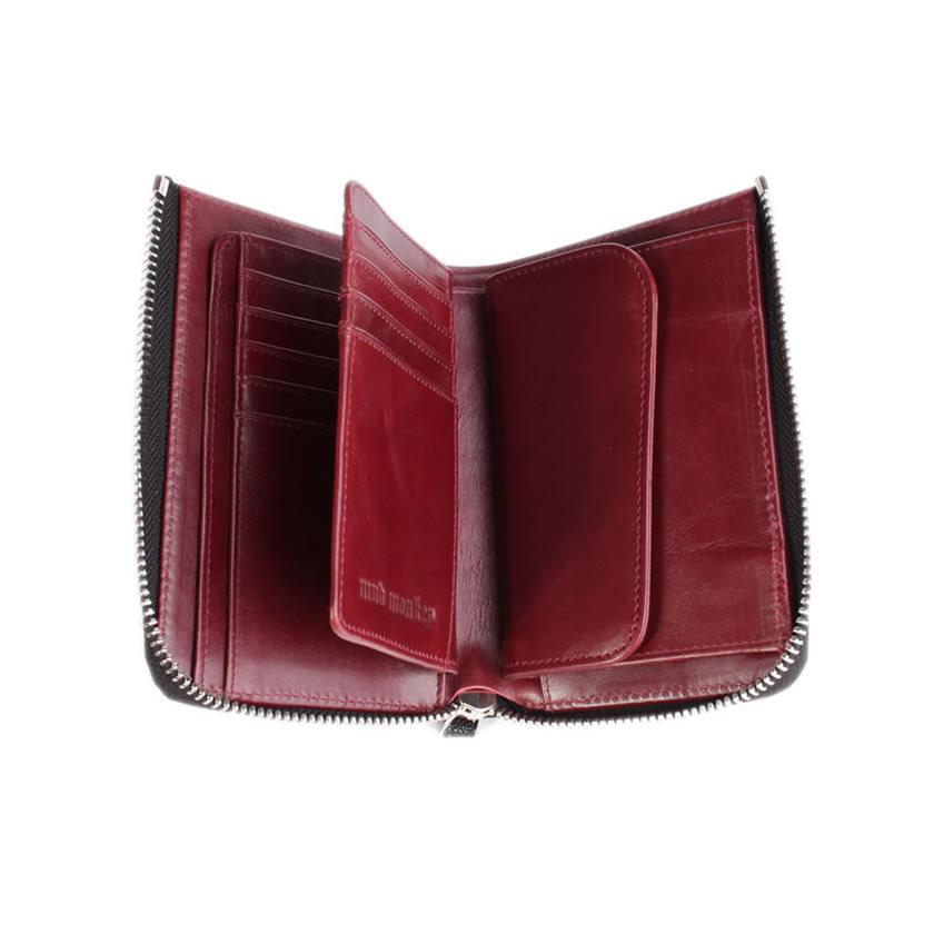 l字ファスナー財布 二つ折り財布 ワニ革 カイマンクラウンハーフ /ブラックINSIDE Red |  | 06