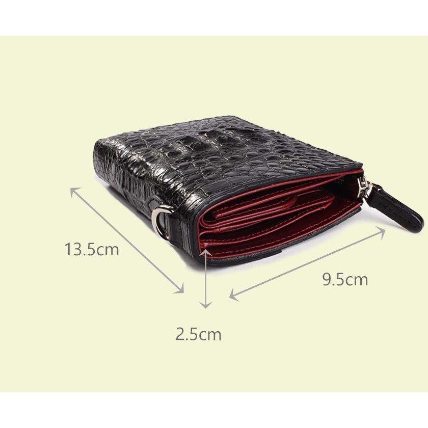 l字ファスナー財布 二つ折り財布 ワニ革 カイマンクラウンハーフ /ブラックINSIDE Red |  | 09