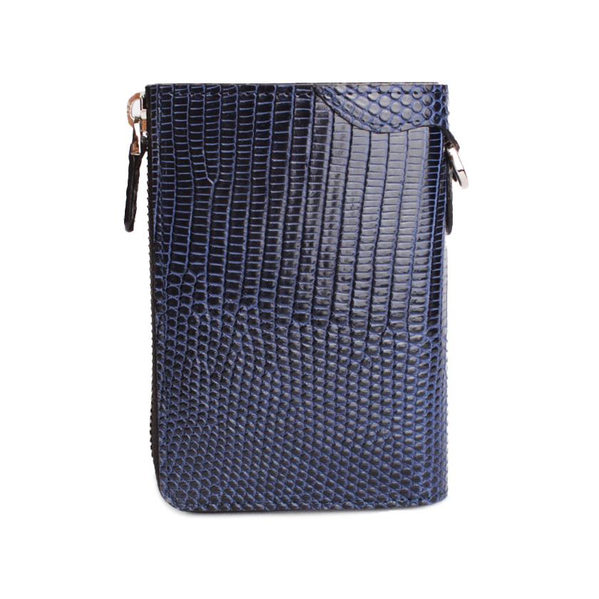 未使用級✨エポイ　ルチェンテ　牛革　リザード型押し　ネイビー　二つ折り財布 未使用級✨エポイ ルチェンテ 牛革 リザード型押し ネイビー 二