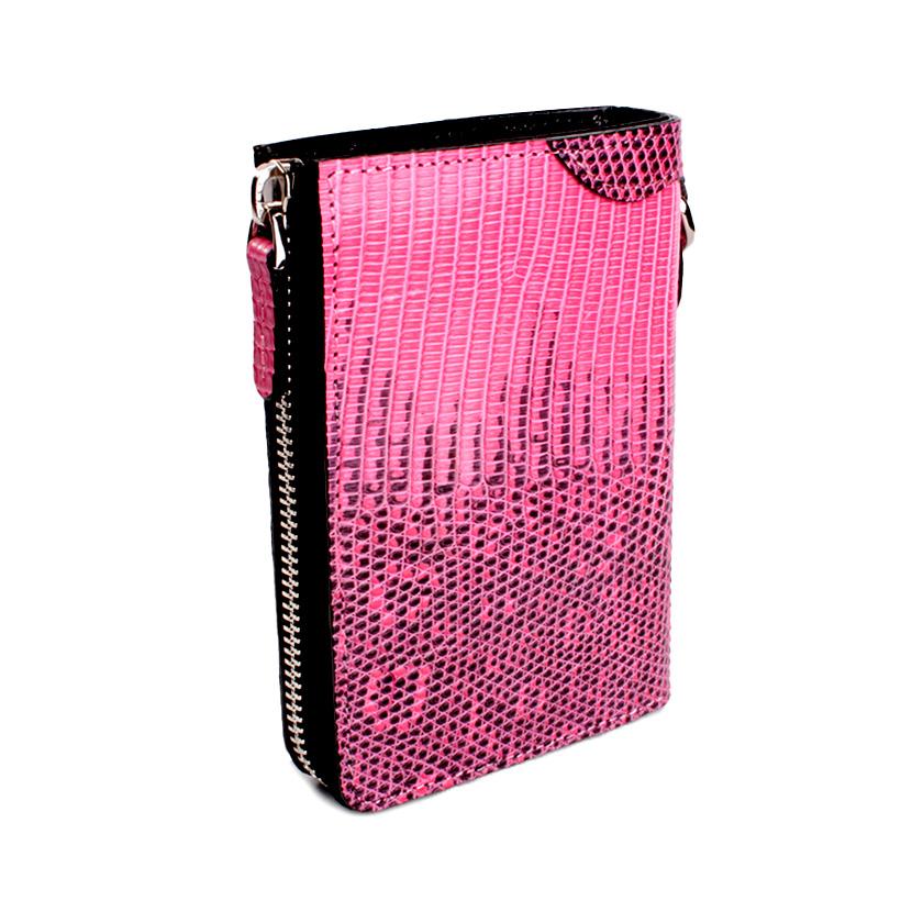 l字ファスナー財布 二つ折り財布 トカゲ革 リザードハーフ /ピンク |  | 02