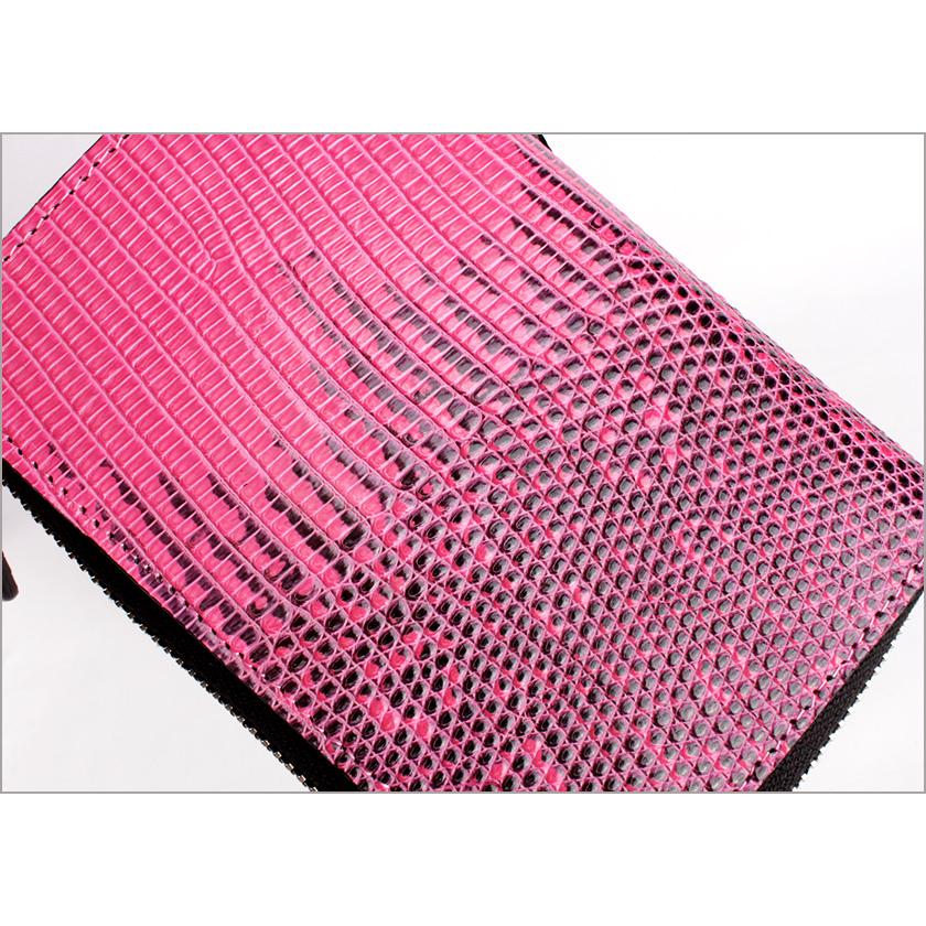 l字ファスナー財布 二つ折り財布 トカゲ革 リザードハーフ /ピンク |  | 04