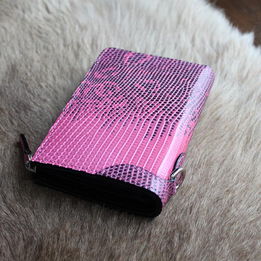 l字ファスナー財布 二つ折り財布 トカゲ革 リザードハーフ /ピンク |  | 09