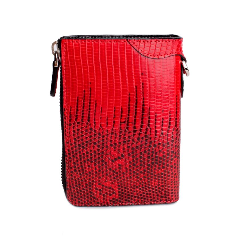 l字ファスナー財布 二つ折り財布 トカゲ革 リザードハーフ /レッド |  | 01