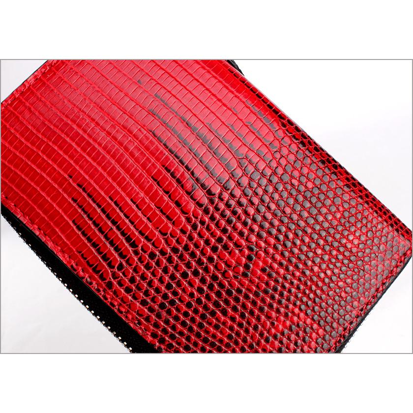 l字ファスナー財布 二つ折り財布 トカゲ革 リザードハーフ /レッド |  | 04