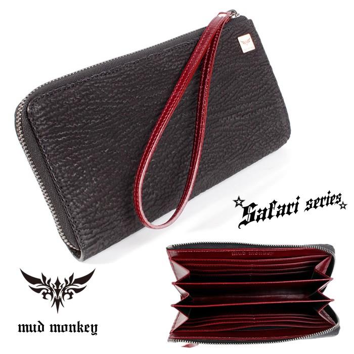 L字ラウンドファスナー長財布/シャーク・サメ/ブラック : MUD