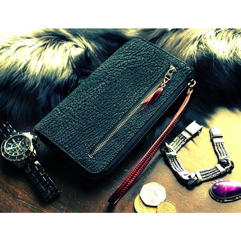 L字ラウンドファスナー長財布/シャーク・サメ/ブラック : MUD