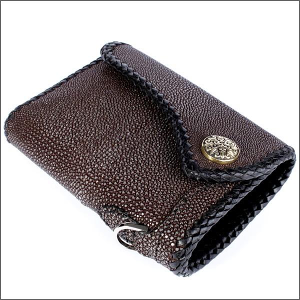 バイカーズウォレット スティングレイ ハーフ 三つ折り財布 メンズ ブラウン/INSIDE サドルBlack |  | 02