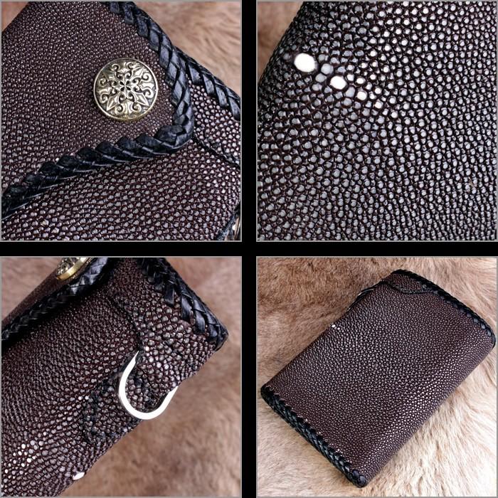 バイカーズウォレット スティングレイ ハーフ 三つ折り財布 メンズ ブラウン/INSIDE サドルBlack |  | 04