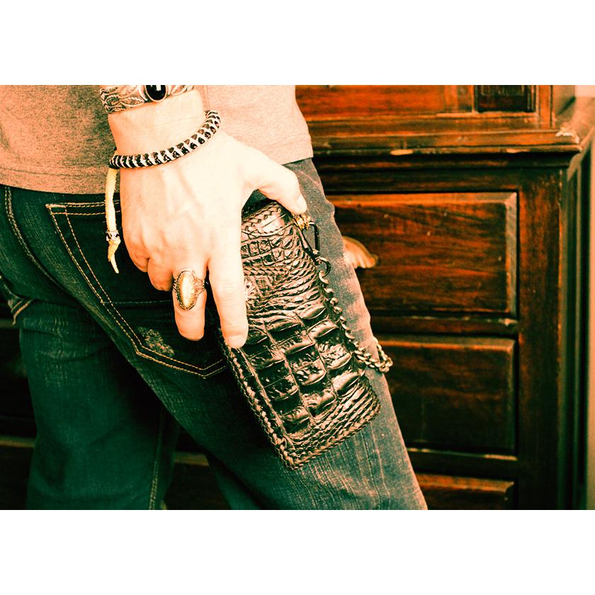 クロコダイル 長財布 背面ホーンバックTYPE2・ブラック/コンチョ 限定スペシャルカスタム MUNI |  | 13