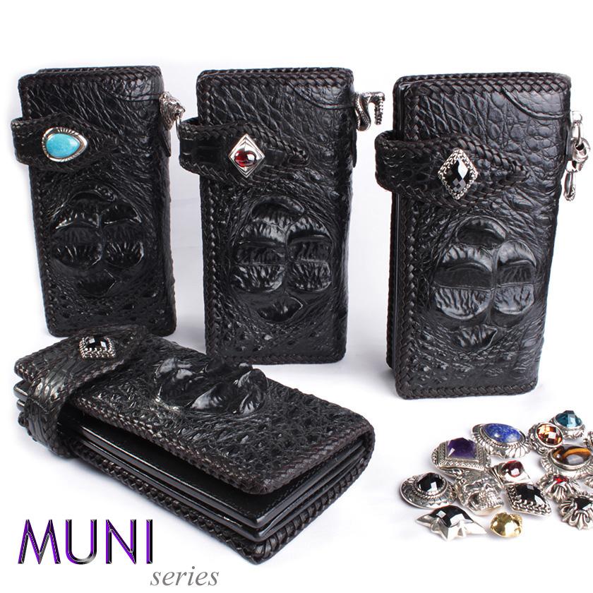 クロコダイル 長財布 クラウンホーンバック・ブラック/コンチョ 限定スペシャルカスタム MUNI | 