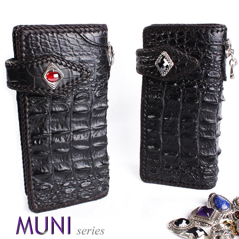 クロコダイル 長財布 背面ホーンバック・ブラック/コンチョ 限定スペシャルカスタム MUNI | 